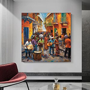 Sokak Ortamında Enstrüman Çalan Bir Grup İnsan Kanvas Tablosu, Kanvas Sanat Tablosu