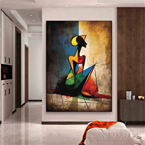 Sürreal Renkli Yüzler; Soyut Duvar Dekoru; Trend Poster; Çağdaş Duvar Sanatı; İnsani Portre Kanvas; 80x120 cm