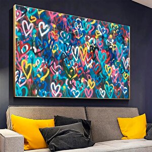 Banksy Graffiti Sanatı Sokak | Kalpler; Graffiti Duvar Sanatı Posteri; Banksy Kalpler; Büyük Çerçeve 60x120 cm