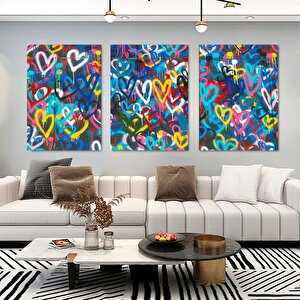 Banksy Graffiti Sanatı Sokak | Kalpler; Graffiti Duvar Sanatı Posteri; Banksy Kalpler; Büyük Çerçeve 60x120 cm