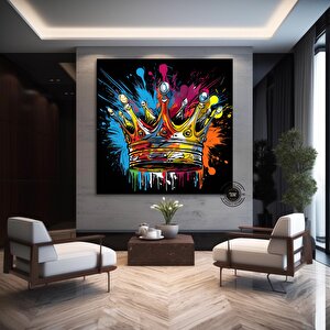 Taç Grafiti Duvar Sanatı; Taç Grafiti Sanatı; Kral Taç Dijital Sanat Baskısı; Sokak Pop Sanatı; Mode 40x40 cm