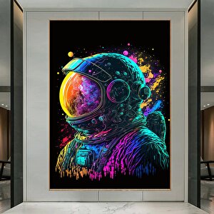 Renkli Soyut Astronot Tablosu – Graffiti Tarzı Astronot Sanatı; Baskı Veya Kanvas