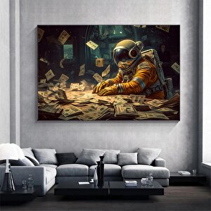 Para Ve Astronot Temalı Kanvas Tablo, Astronot Duvar Dekoru