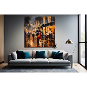 Sokak Müzisyenleri Kanvas Tablo; Soyut Müzik Sanatı