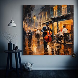 Sokak Müzisyenleri Kanvas Tablo; Soyut Müzik Sanatı