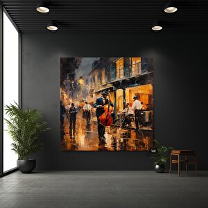 Sokak Müzisyenleri Kanvas Tablo; Soyut Müzik Sanatı