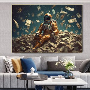 Para Ve Astronot Kanvas Tablosu, Astronot Baskı Duvar Sanatı