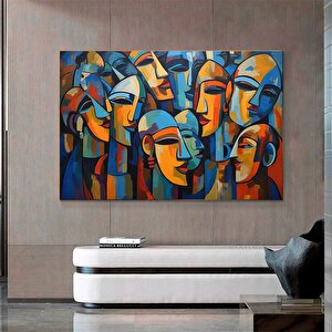Çağdaş Kanvas; Soyut İnsan Figürleri Duvar Dekoru; Renkli Yüz Kanvası; Modern Duvar Dekoru