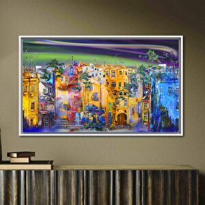 Sokak Silüeti Tablosu, Şehir Manzarası Yağlıboya Kanvas, Manzara Posteri