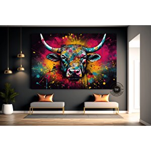 İnek Kanvas Sanatı; Sokak Sanatı Baskıları; Graffiti Tuval; Renkli İnek Tablosu 60x120 cm