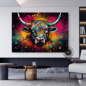 İnek Kanvas Sanatı; Sokak Sanatı Baskıları; Graffiti Tuval; Renkli İnek Tablosu 20x30 cm