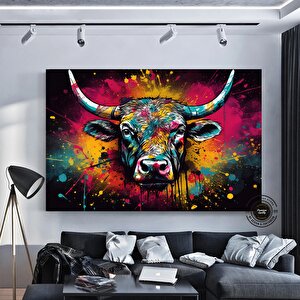 İnek Kanvas Sanatı; Sokak Sanatı Baskıları; Graffiti Tuval; Renkli İnek Tablosu 20x30 cm