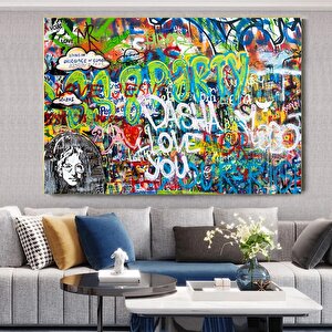 Banksy Tarzı Graffiti Duvar Sanatı, Banksy Sokak Sanatı, Graffiti Kanvas