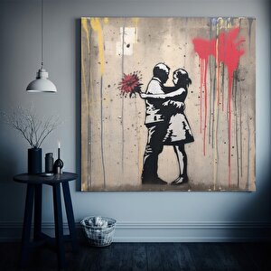 Modern Sokak Sanatı; Orijinal Graffiti; Benzersiz Soyut Kanvas Resimleri; Renkli Tablo; Asmaya Hazır 70x70 cm