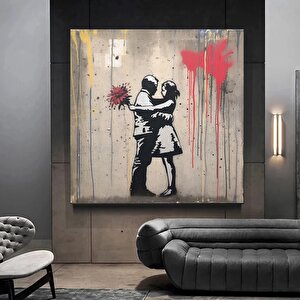 Modern Sokak Sanatı; Orijinal Graffiti; Benzersiz Soyut Kanvas Resimleri; Renkli Tablo; Asmaya Hazır 70x70 cm