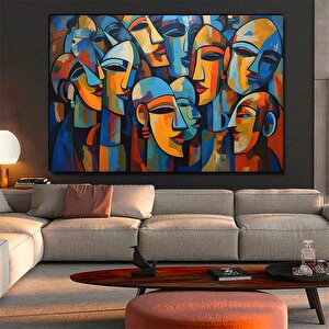 Çağdaş Kanvas; Soyut İnsan Figürleri Duvar Dekoru; Renkli Yüz Kanvası; Modern Duvar Dekoru