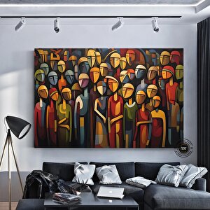 Çağdaş Sanat Kanvas; Soyut İnsan Figürleri; Renkli Yüz Kanvası