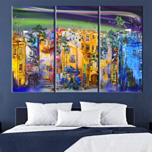 Sokak Silueti Tablosu, Şehir Manzarası Yağlıboya Kanvas Baskı 120x150 cm