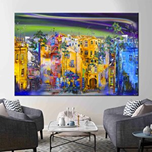 Sokak Silueti Tablosu, Şehir Manzarası Yağlıboya Kanvas Baskı