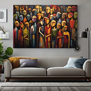 Çağdaş Sanat Kanvas; Soyut İnsan Figürleri; Renkli Yüz Kanvası
