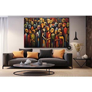 Çağdaş Sanat Kanvas; Soyut İnsan Figürleri; Renkli Yüz Kanvası