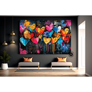 Banksy Graffiti Kalp Aşk Duvar Sanatı; Büyük Çerçeveli Set