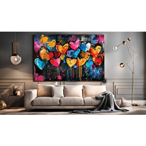 Banksy Graffiti Kalp Aşk Duvar Sanatı; Büyük Çerçeveli Set