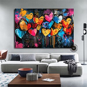 Banksy Graffiti Kalp Aşk Duvar Sanatı; Büyük Çerçeveli Set