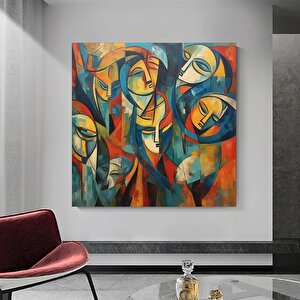 Sürreal Renkli Yüzler – Soyut Duvar Dekoru; Trend Poster; Çağdaş Duvar Sanatı; Soyut Yüz