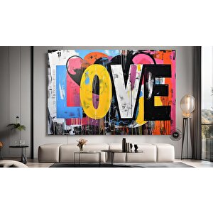 Banksy Graffiti Sokak Sanatı | Kalpli Graffiti Aşk | Banksy Kalp Boyası | Büyük Çok Renkli Duvar Sana