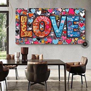 Banksy Graffiti Sanatı | Kalpli Graffiti Duvar Tablosu | Büyük Çok Renkli Set | Asılmaya Hazır