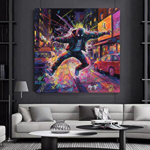 Modern Sokak Sanatı, Orijinal Grafiti Sanatı, Kanvas Üzerinde Benzersiz Soyut Duvar Resimleri 100x100 cm