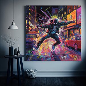 Modern Sokak Sanatı, Orijinal Grafiti Sanatı, Kanvas Üzerinde Benzersiz Soyut Duvar Resimleri 100x100 cm