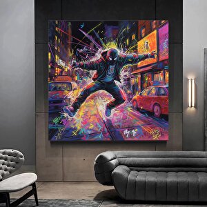 Modern Sokak Sanatı, Orijinal Grafiti Sanatı, Kanvas Üzerinde Benzersiz Soyut Duvar Resimleri 100x100 cm