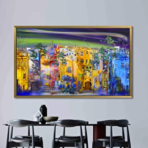 Sokak Silueti Tablosu, Şehir Manzarası Yağlıboya Kanvas Baskı