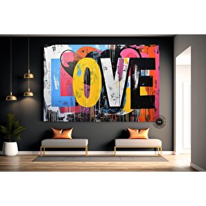 Banksy Graffiti Sokak Sanatı | Kalpli Graffiti Aşk | Banksy Kalp Boyası | Büyük Çok Renkli Duvar Sana