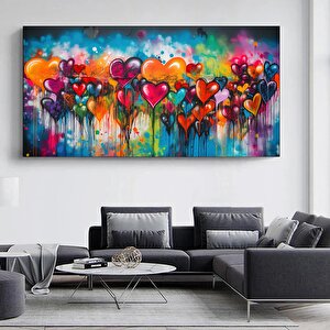 Banksy Graffiti Sanatı | Kalpli Graffiti Duvar Tablosu | Büyük Çok Renkli Set | Asılmaya Hazır