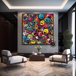 Pop Kültür Duvar Sanatı; Sokak Sanatı Baskıları; Çerçeveli Pop Art 80x80 cm