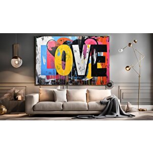 Banksy Graffiti Sokak Sanatı | Kalpli Graffiti Aşk | Banksy Kalp Boyası | Büyük Çok Renkli Duvar Sana