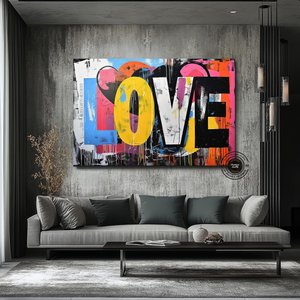 Banksy Graffiti Sokak Sanatı | Kalpli Graffiti Aşk | Banksy Kalp Boyası | Büyük Çok Renkli Duvar Sana 40x60 cm