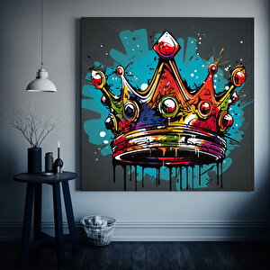 Taç Grafiti Duvar Sanatı; Taç Grafiti Sanatı; Kral Taç Dijital Sanat Baskısı; Sokak Pop Sanatı; Mode 70x70 cm