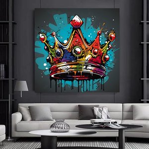 Taç Grafiti Duvar Sanatı; Taç Grafiti Sanatı; Kral Taç Dijital Sanat Baskısı; Sokak Pop Sanatı; Mode 40x40 cm