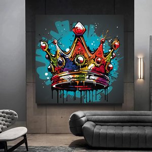 Taç Grafiti Duvar Sanatı; Taç Grafiti Sanatı; Kral Taç Dijital Sanat Baskısı; Sokak Pop Sanatı; Mode 40x40 cm