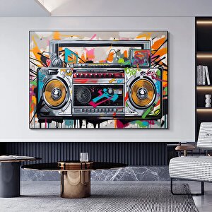 Amerikan Boombox Graffiti – Hip Hop Sokak Sanatı, Asmaya Hazır 100x200 cm