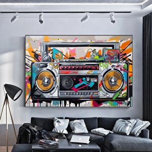 Amerikan Boombox Graffiti – Hip Hop Sokak Sanatı, Asmaya Hazır 100x200 cm
