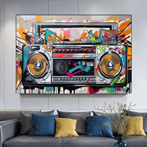 Amerikan Boombox Graffiti – Hip Hop Sokak Sanatı, Asmaya Hazır 100x200 cm