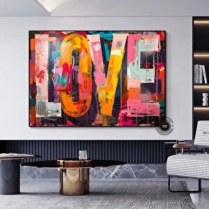 Banksy Sokak Graffiti Sanatı | Graffiti Kalpler Aşk | Graffiti Duvar Sanatı Baskısı | Banksy Kalpler 60x120 cm