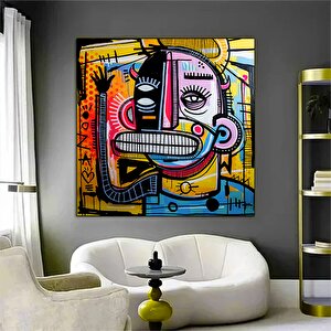 Modern Sokak Sanatı; Orijinal Graffiti; Benzersiz Soyut Kanvas Resimler; Renkli Tablo; Asmaya Hazır 40x40 cm
