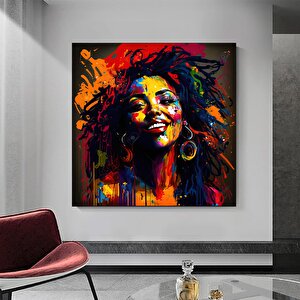 Renkli Kadın Graffiti Kanvas; Banksy Tarzı; Sokak Sanatı Dekoru
