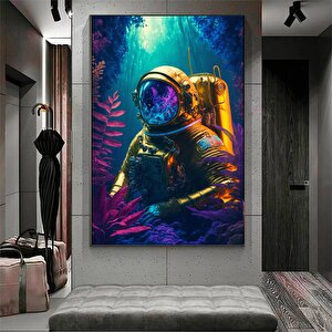 Astronot Posteri; Neon Sci-fi Duvar Sanatı